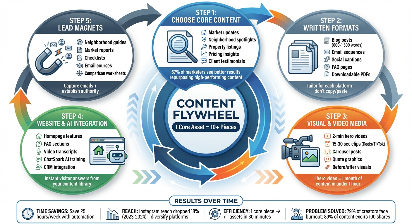 Real Estate Content Flywheel: 5-Step Process to Turn One Post Into 10 Assets