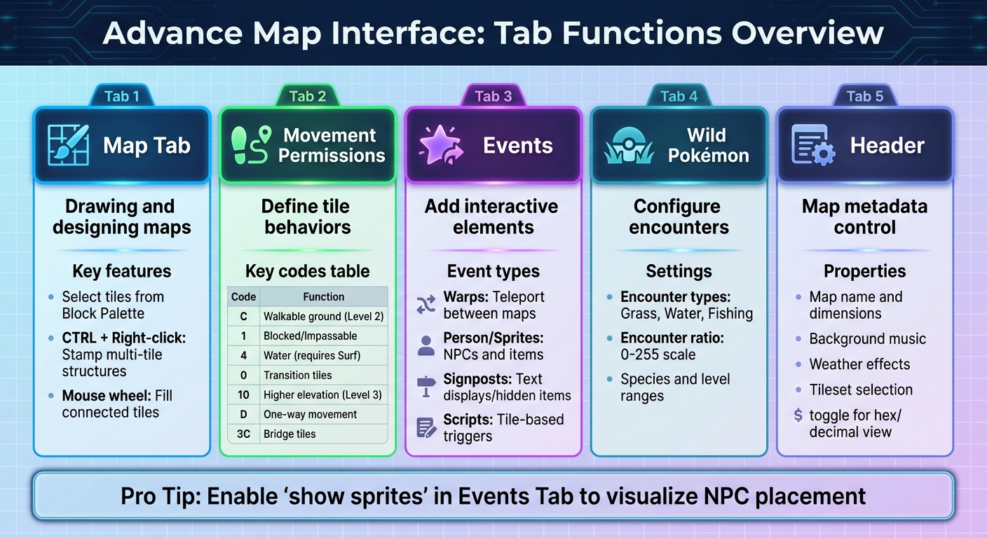 Advance Map Interface Tabs and Functions Quick Reference Guide