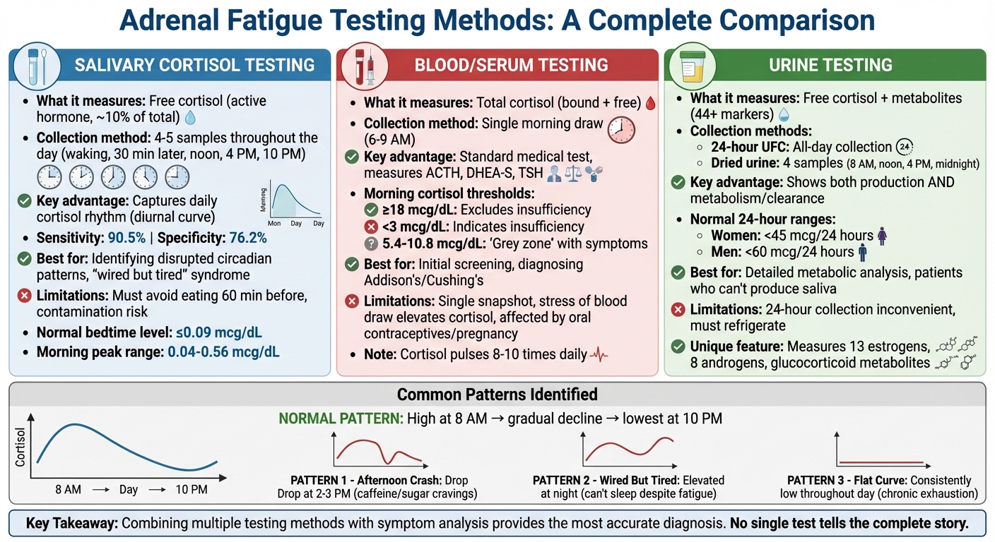 Adrenal Fatigue Testing Methods Comparison: Saliva, Blood, and Urine Tests