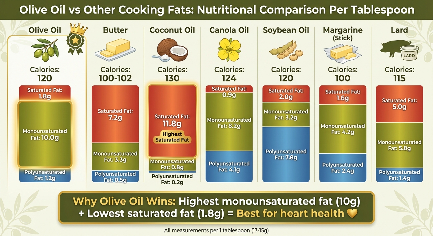 Olive Oil vs Other Cooking Fats: Calorie and Fat Composition Comparison