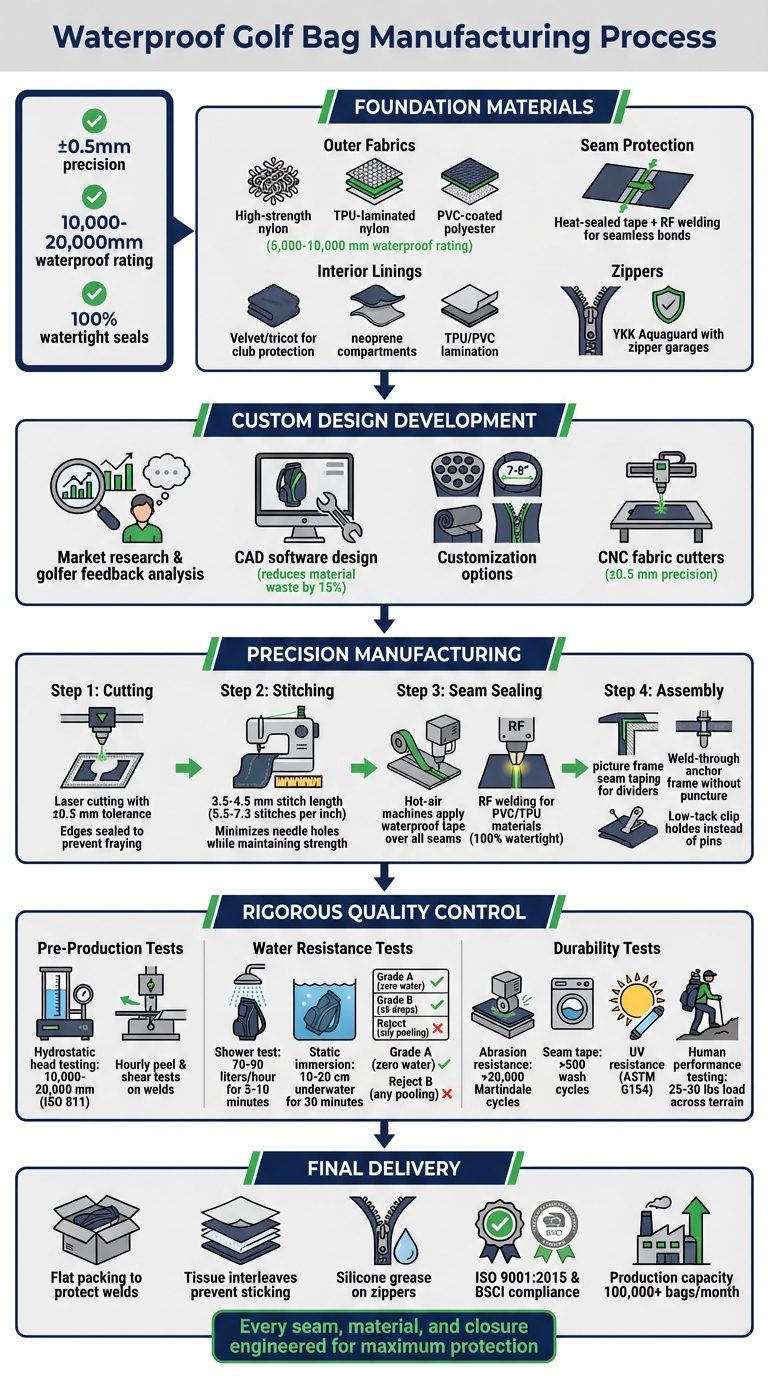 Waterproof Golf Bag Manufacturing Process: From Materials to Quality Testing