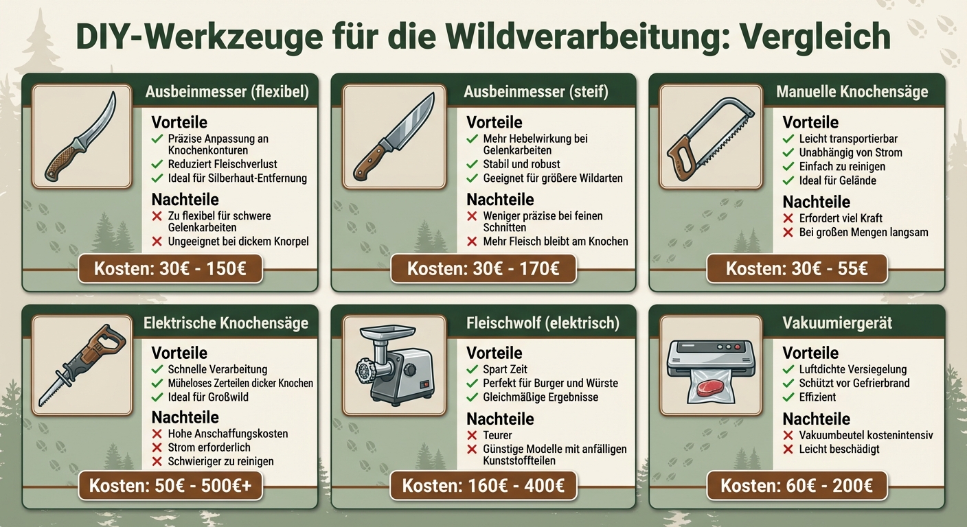 DIY-Werkzeuge für Wildverarbeitung: Vor- und Nachteile im Vergleich