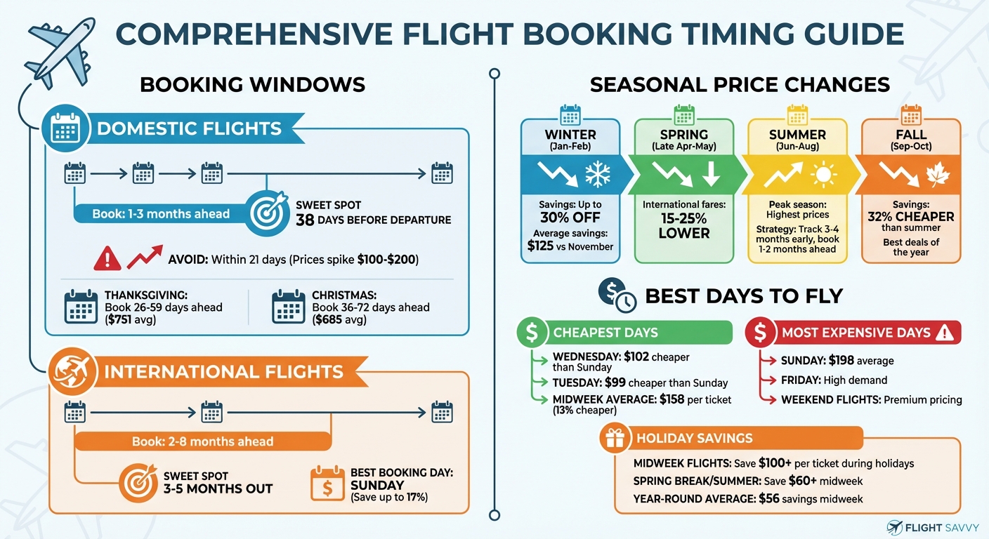 Best Times to Book Flights: Domestic vs International Booking Windows and Seasonal Savings