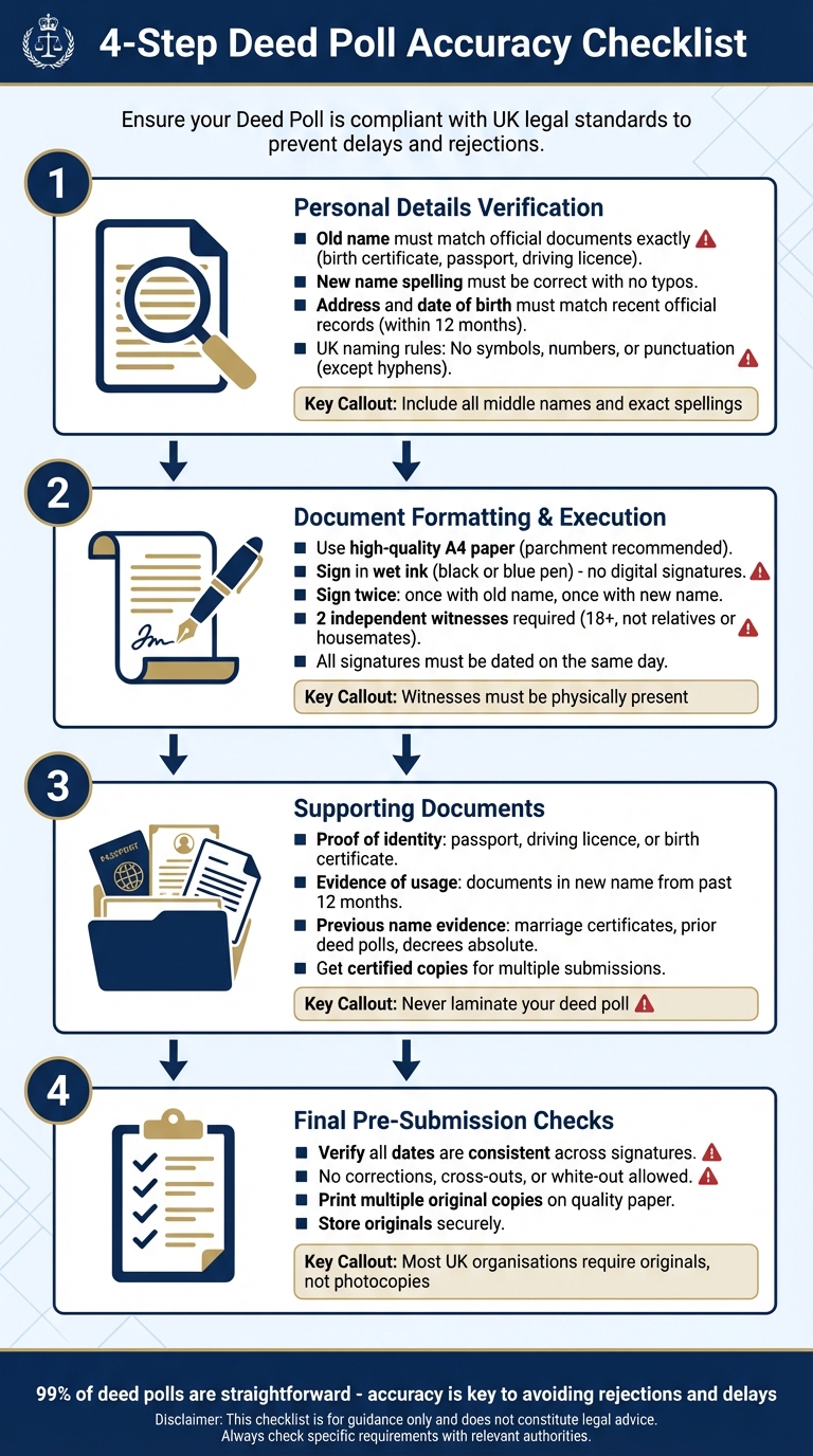 4-Step Deed Poll Accuracy Checklist for UK Name Changes