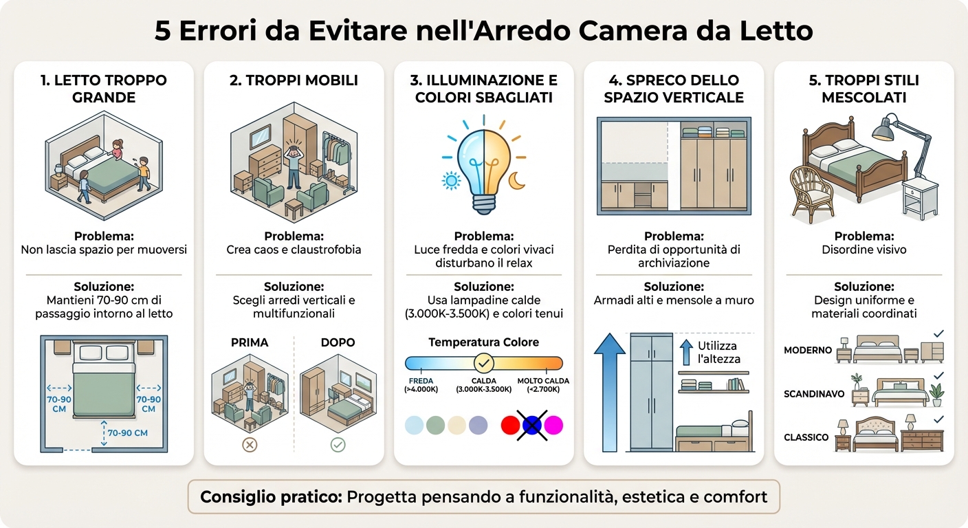 5 errori comuni nell'arredo camera da letto e soluzioni pratiche