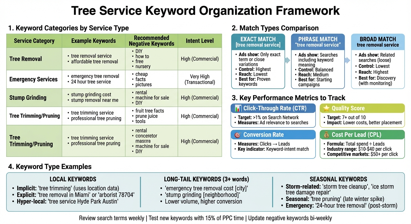 Tree Service Keyword Categories and Performance Metrics Guide
