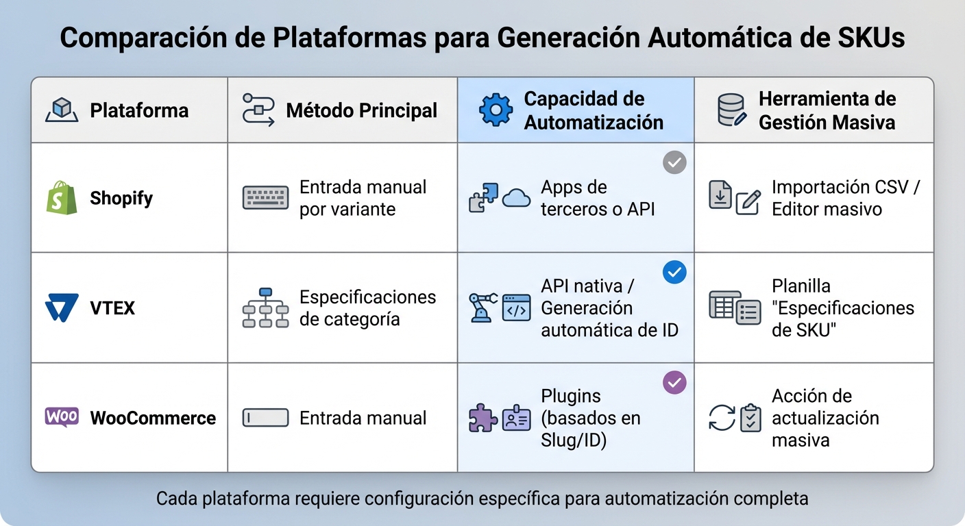 Comparación de plataformas e-commerce para generación automática de SKUs