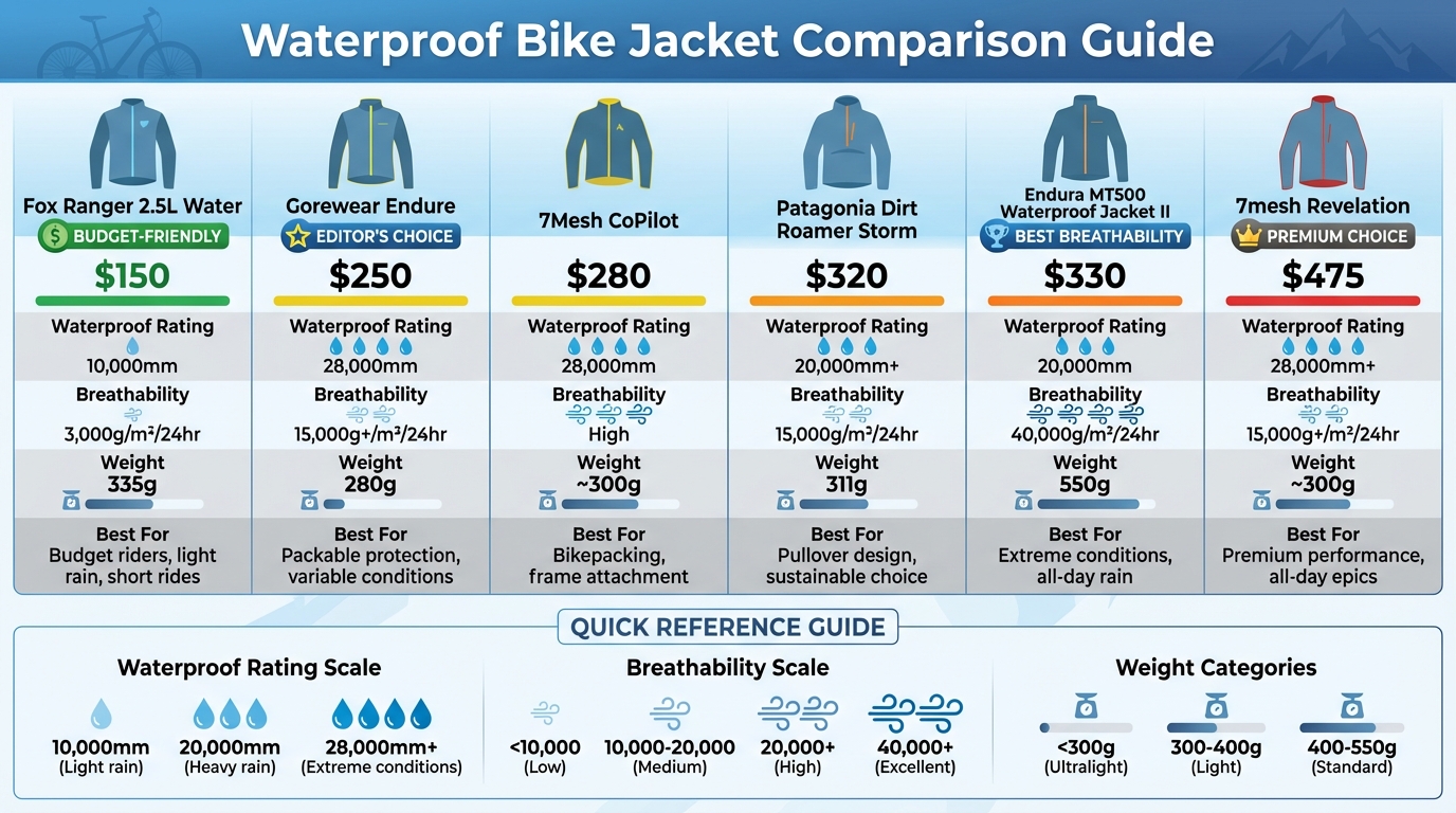 Waterproof Bike Jacket Comparison: Ratings, Features, and Prices