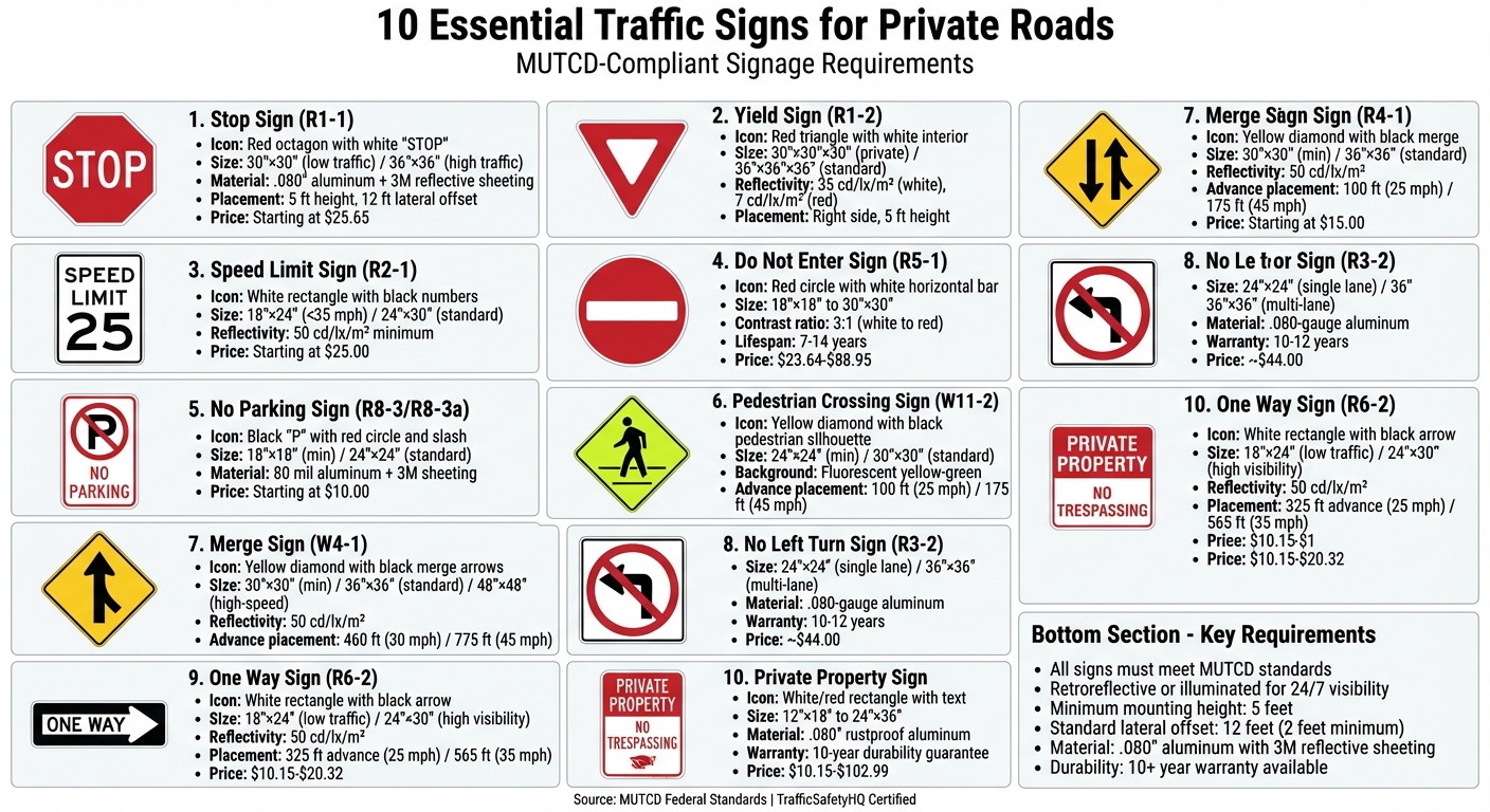 10 Essential Traffic Signs for Private Roads with MUTCD Specifications