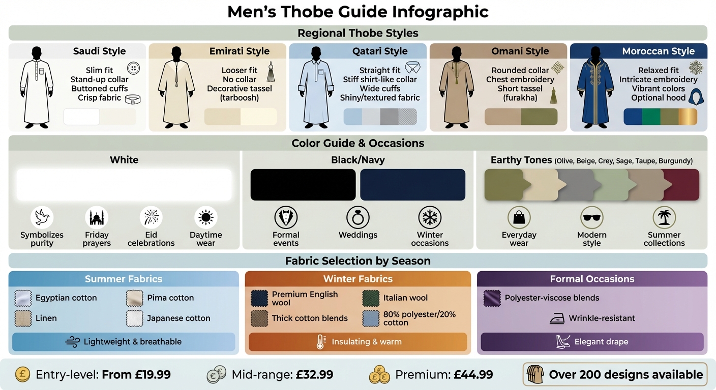 Complete Guide to Men's Thobe Styles, Colors, and Fabrics