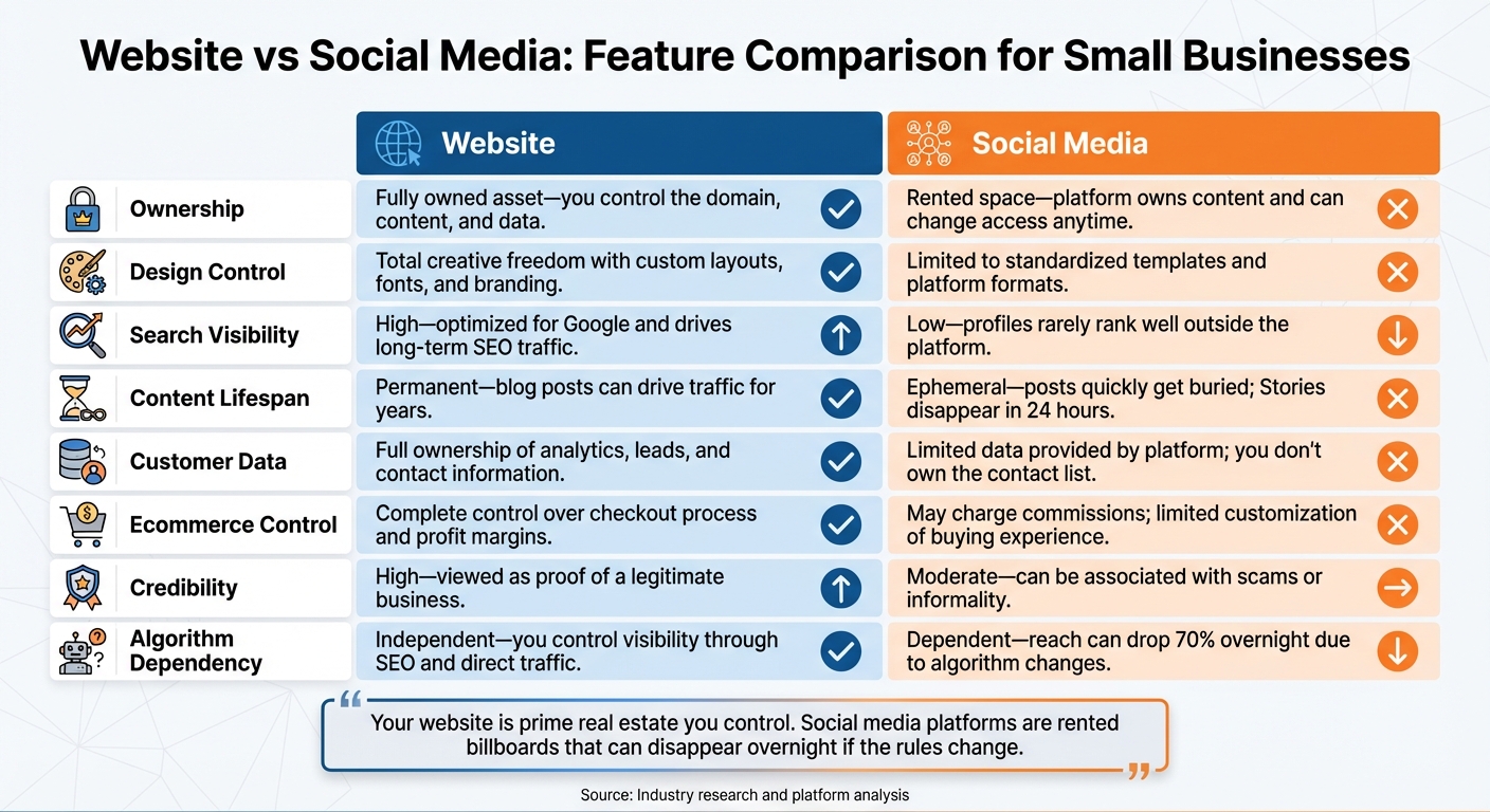 Website vs Social Media: Feature Comparison for Small Businesses