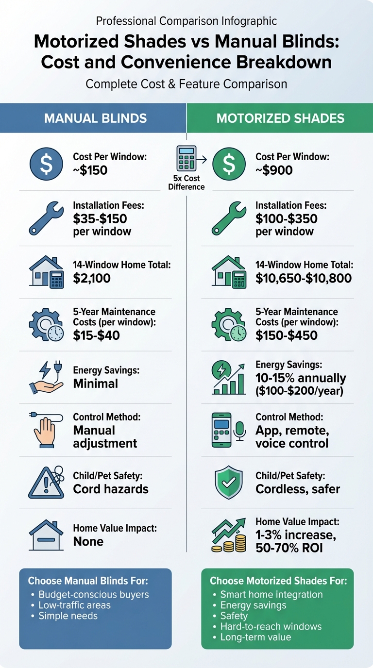 Motorized Shades vs Manual Blinds Cost Comparison Chart