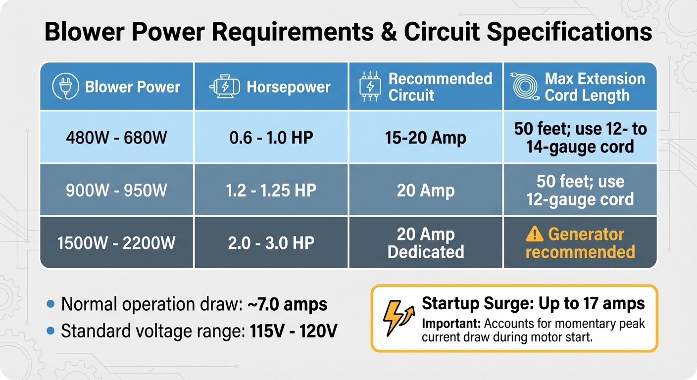 Bounce House Blower Power Requirements and Circuit Specifications