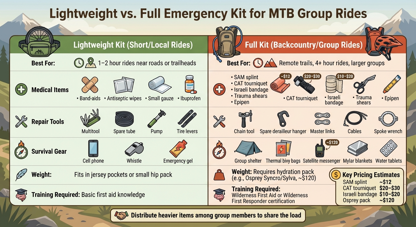 MTB Emergency Kit Comparison: Lightweight vs Full Backcountry Setup