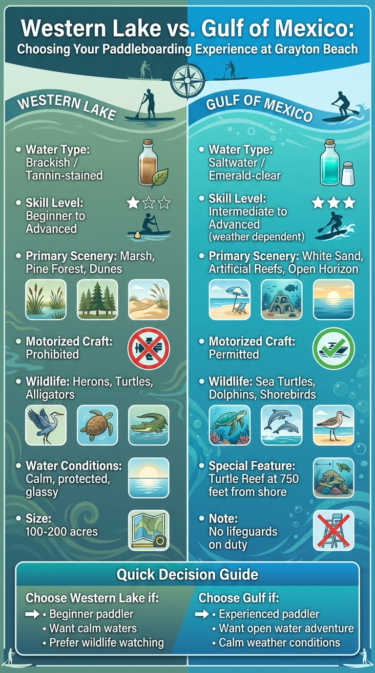 Western Lake vs Gulf of Mexico Paddleboarding Comparison Guide