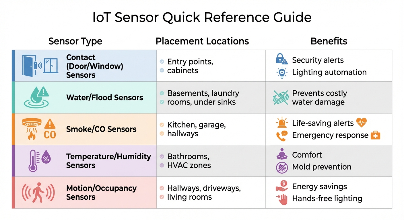 IoT Sensor Types, Placement Locations, and Benefits for Home Monitoring