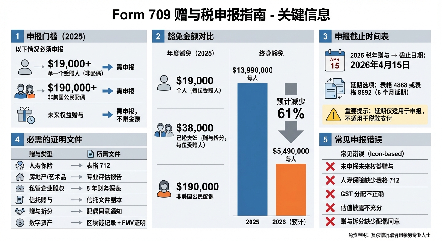Form 709 Gift Tax Filing Requirements and Exemption Limits 2025-2026