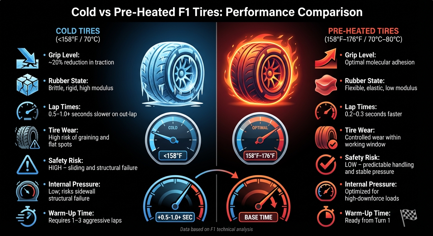Cold vs Pre-Heated F1 Tires Performance Comparison