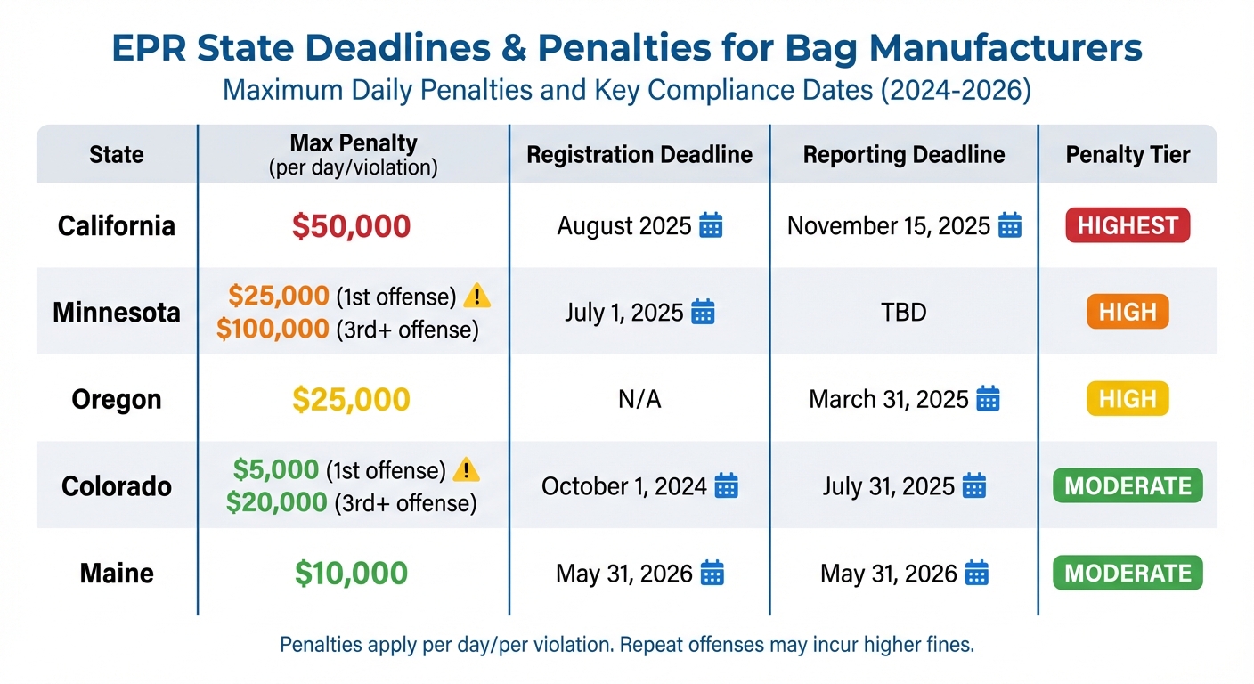 EPR State Deadlines and Penalties Comparison 2024-2026