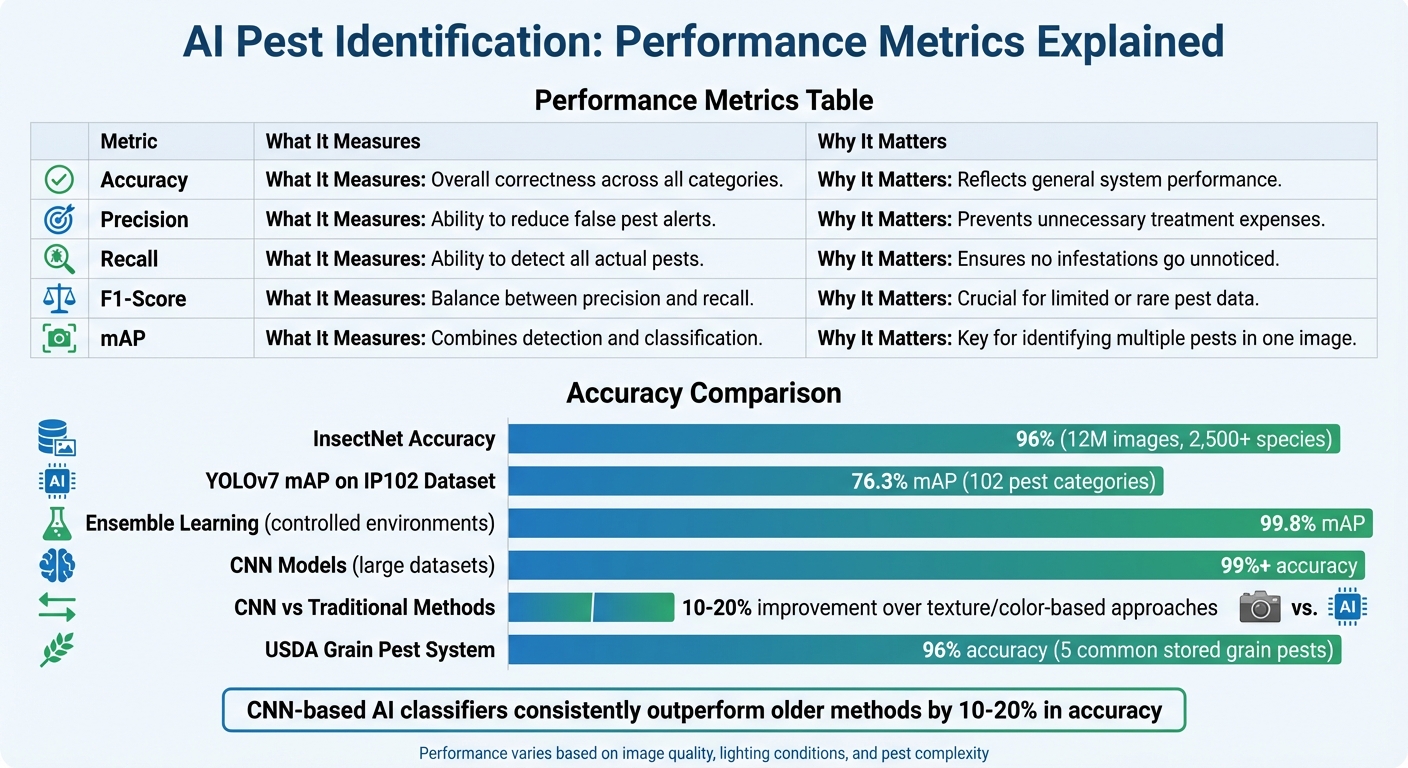 AI Pest Identification Performance Metrics and Accuracy Comparison