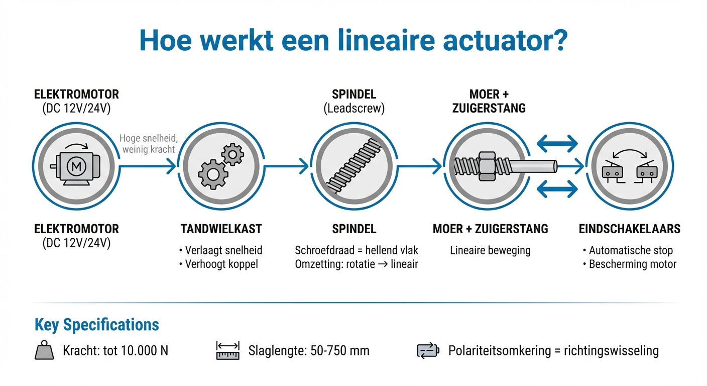 Hoe werkt een lineaire actuator: van motor tot beweging