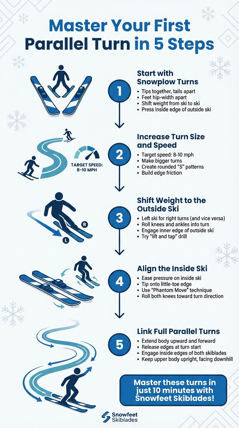 5-stegs guide för att bemästra parallella svängar på Skiblades