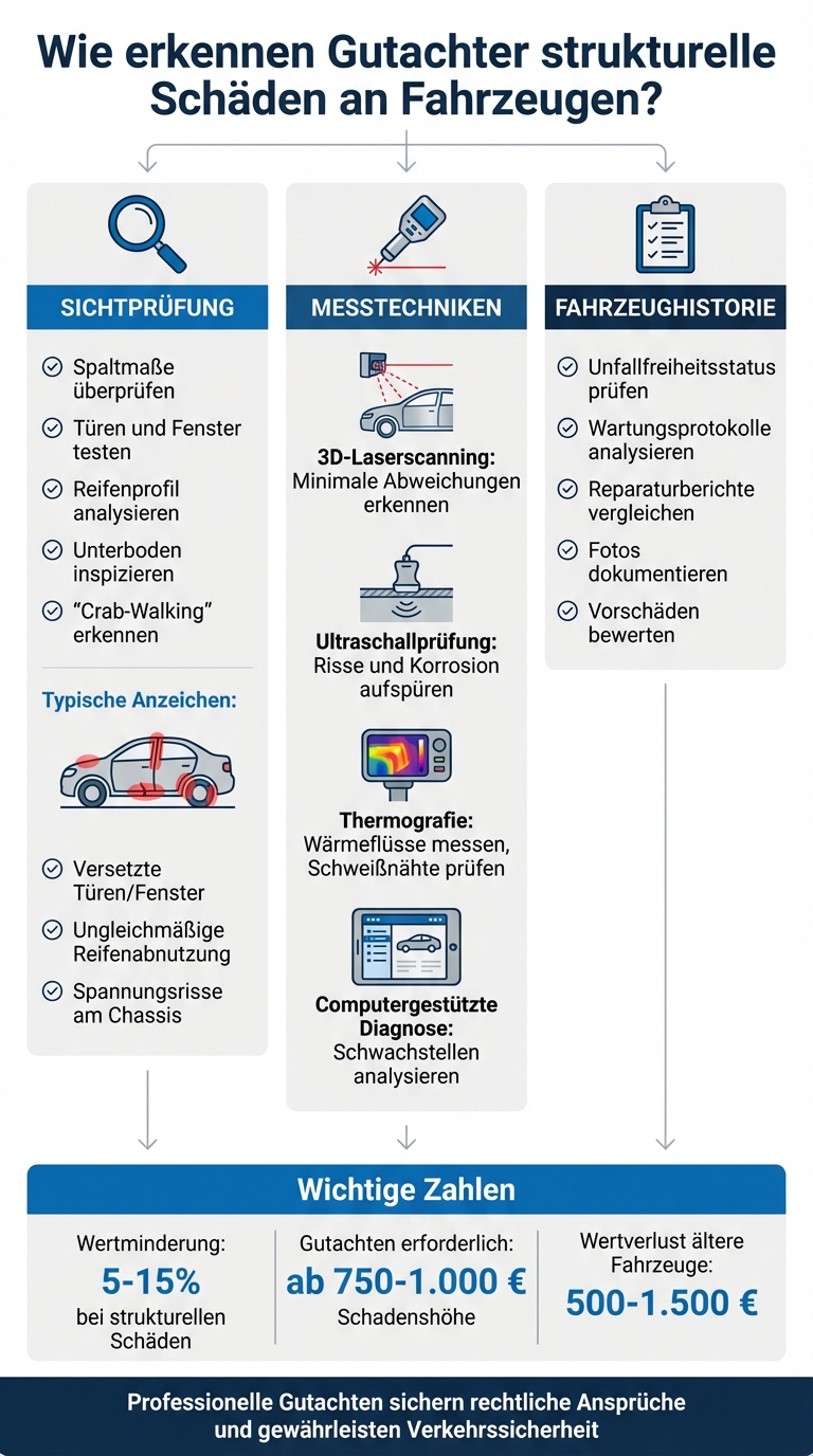 Methoden zur Erkennung struktureller Fahrzeugschäden durch Gutachter