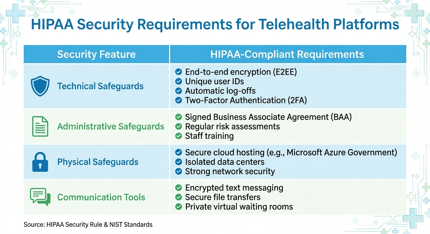 HIPAA-Compliant Telehealth Platform Security Requirements Comparison Table