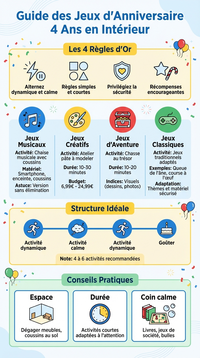 Guide complet des jeux d'anniversaire pour enfants de 4 ans en intérieur