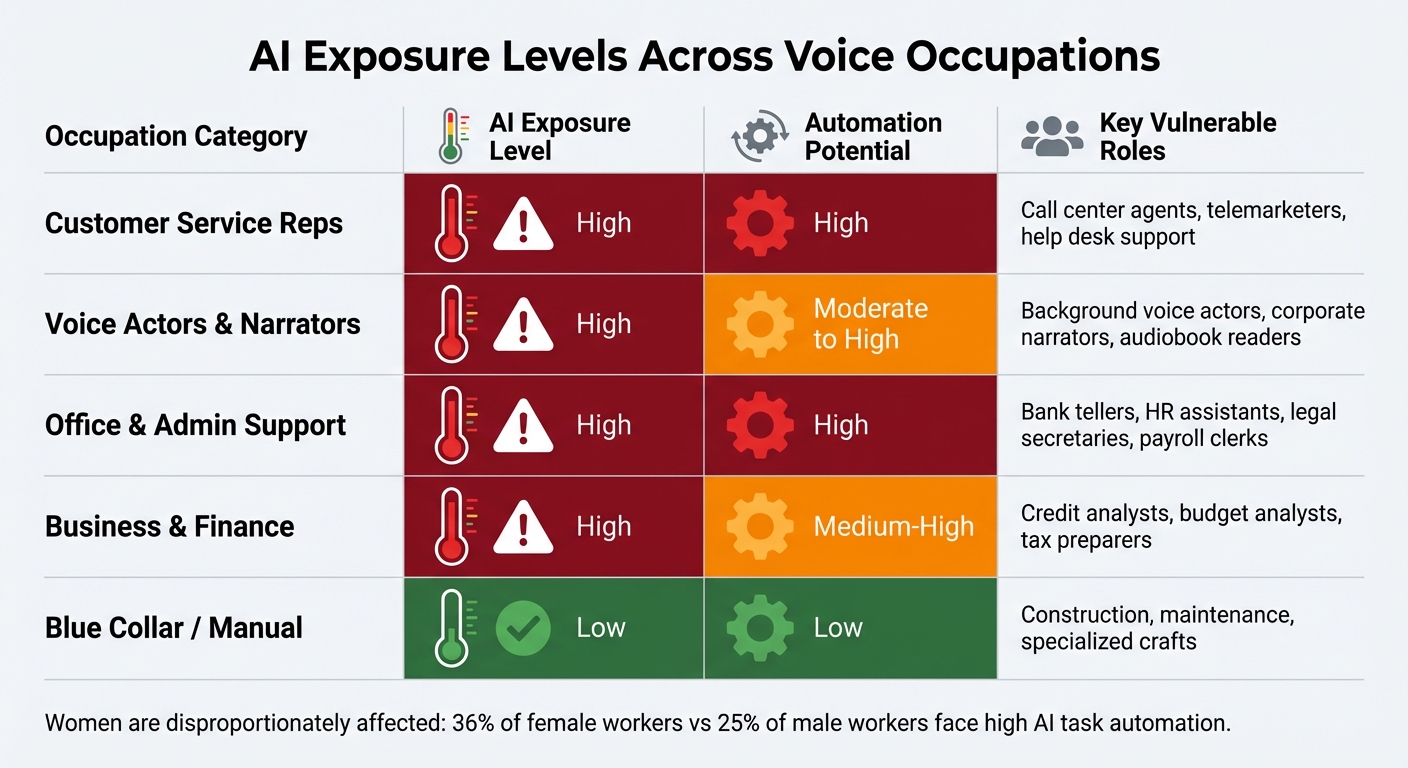 AI Exposure Levels Across Voice Occupations and Automation Risk