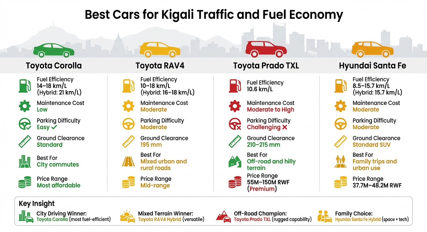 Best Cars for Kigali: Fuel Economy and Features Comparison