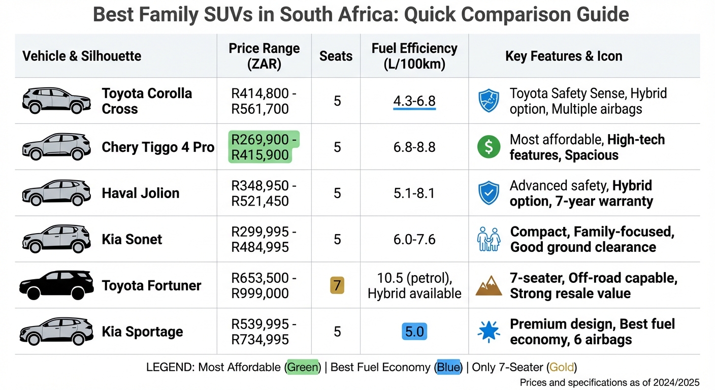 Best Family SUVs in South Africa 2024: Price, Fuel Efficiency & Features Comparison