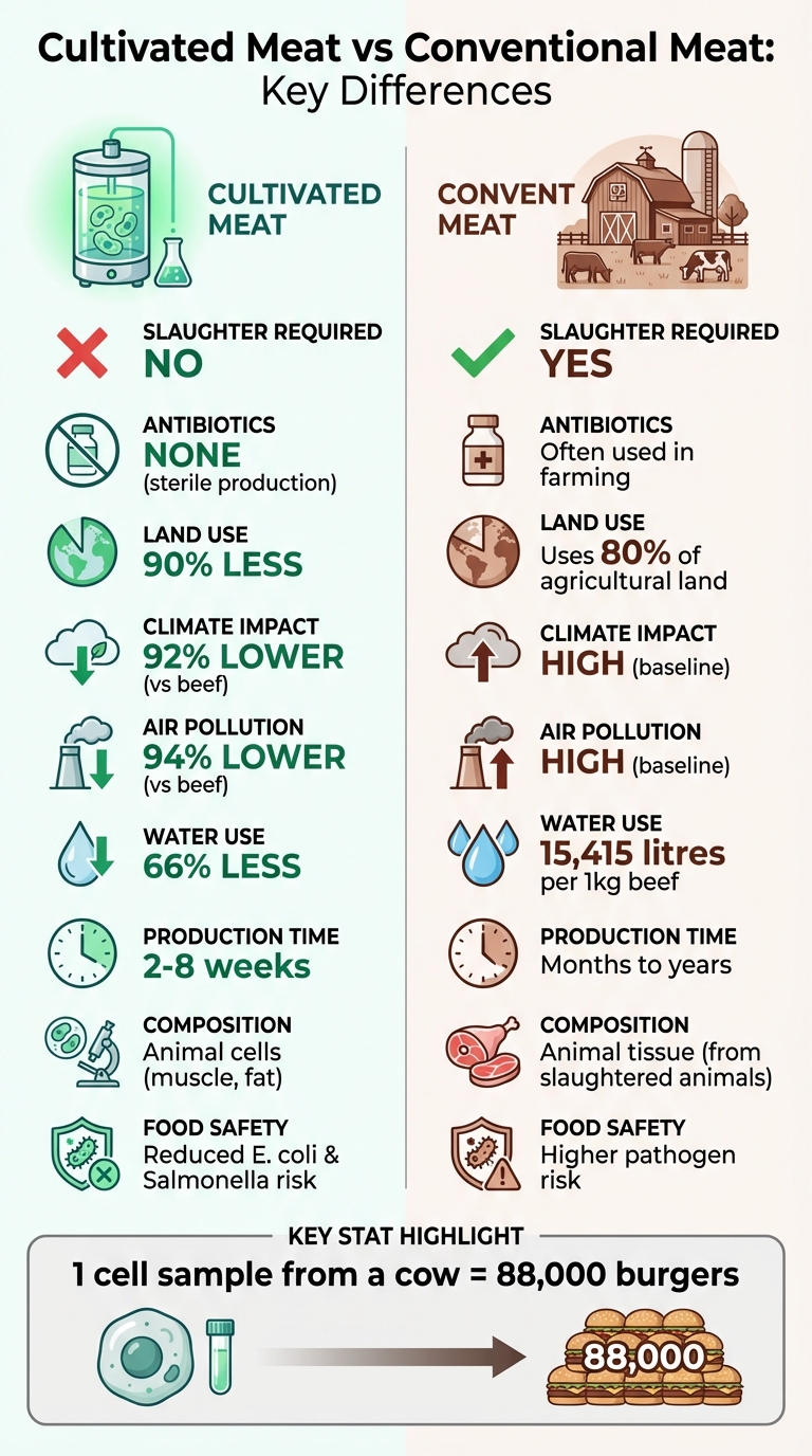 Cultivated Meat vs Conventional Meat: Environmental Impact and Production Comparison