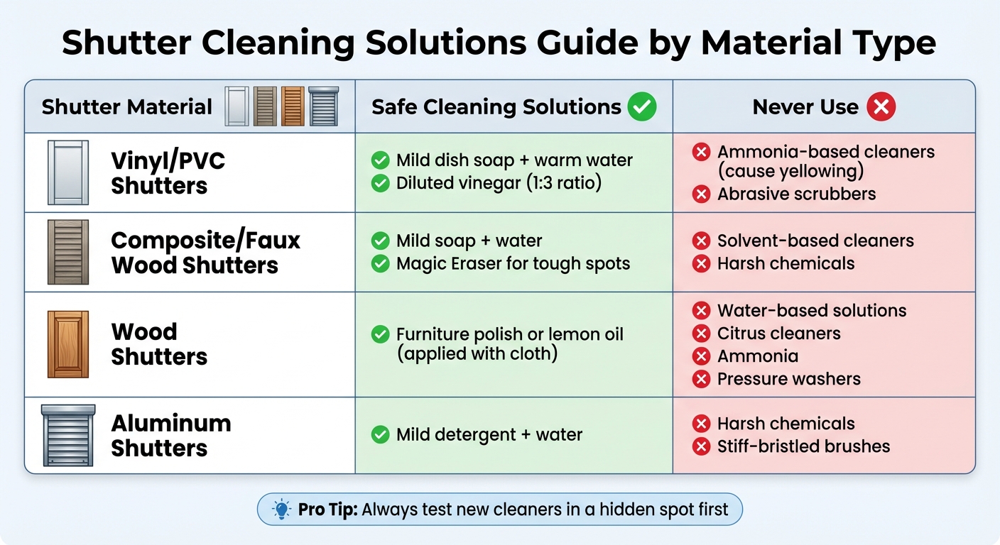 Shutter Cleaning Solutions Guide by Material Type