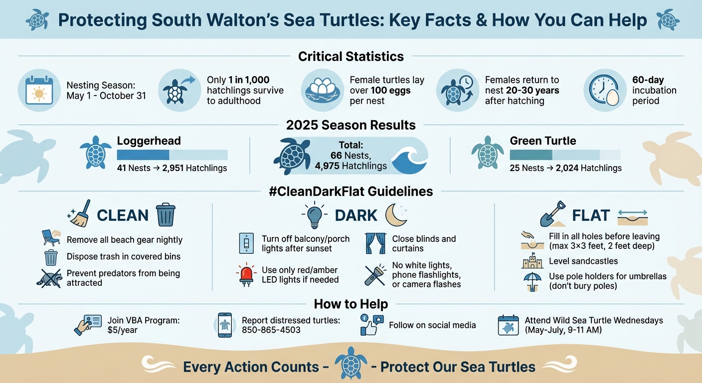 South Walton Sea Turtle Conservation Statistics and #CleanDarkFlat Guidelines