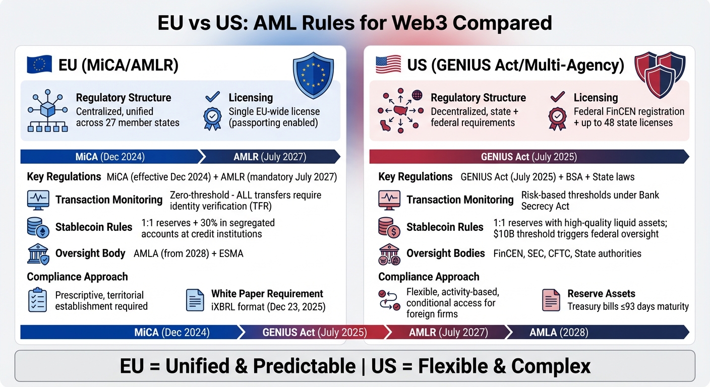 EU vs US AML Regulations for Web3: Key Differences Comparison