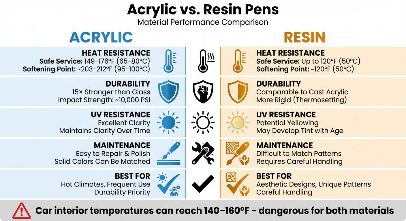 Acrylic vs Resin Pens: Heat Resistance and Durability Comparison