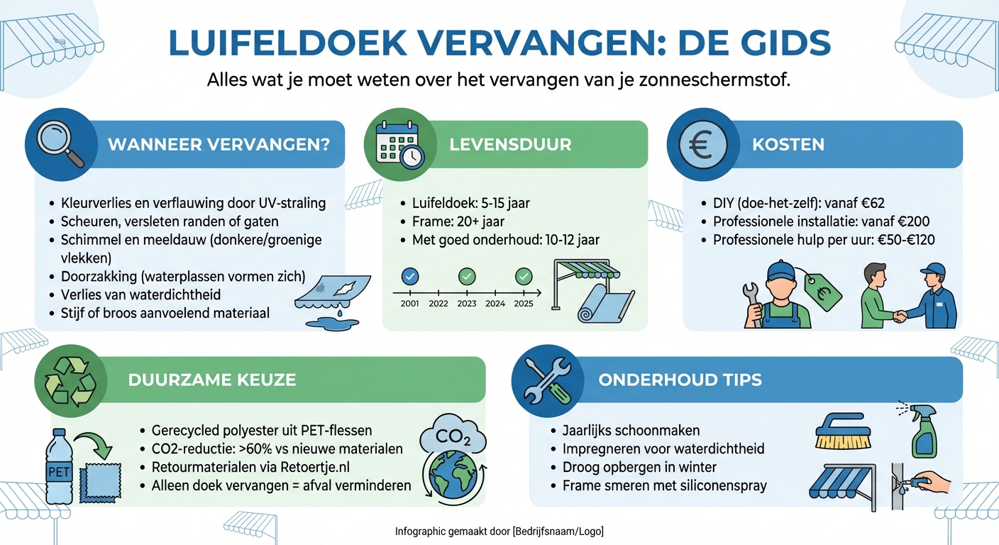 Luifeldoek vervangen: wanneer, hoe en kosten overzicht