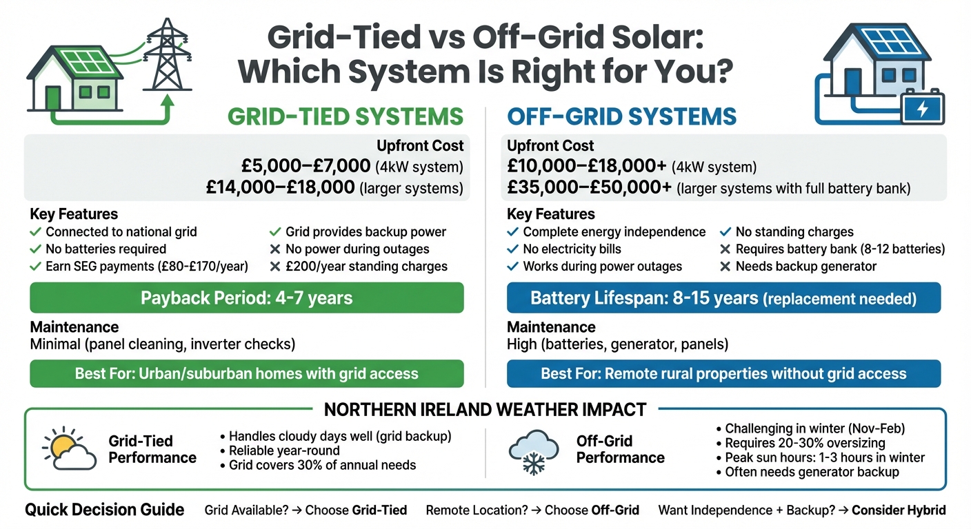 Grid-Tied vs Off-Grid Solar Systems Comparison: Costs, Features and Performance