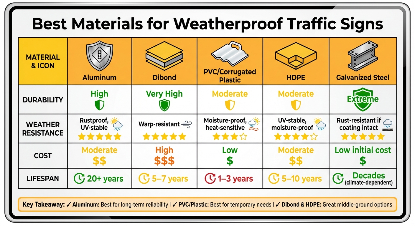 Traffic Sign Materials Comparison: Durability, Weather Resistance, Cost and Lifespan