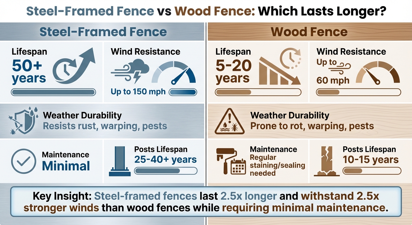 Steel vs Wood Fence Comparison: Lifespan, Wind Resistance, and Maintenance
