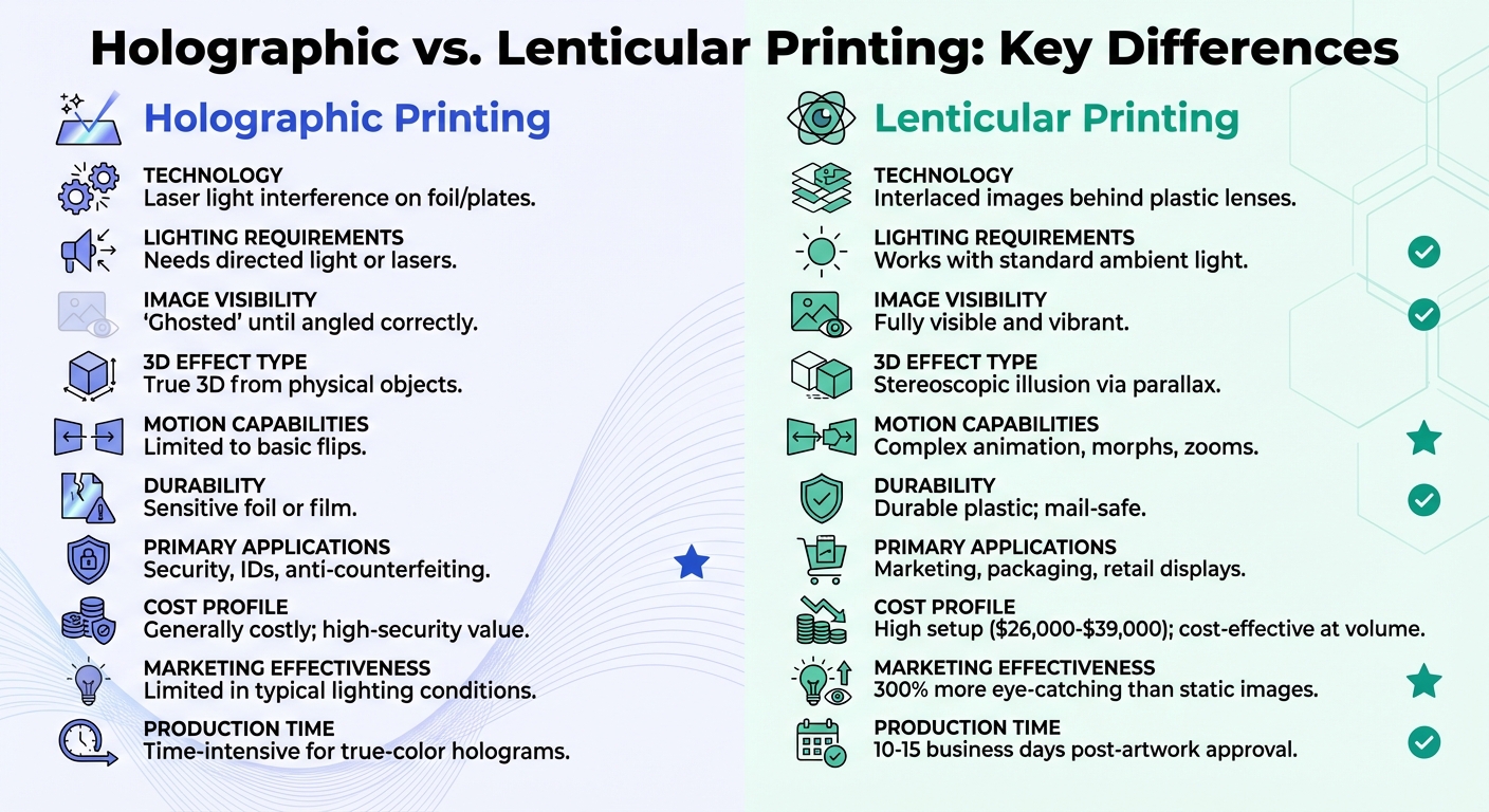 Holographic vs Lenticular Printing: Side-by-Side Comparison