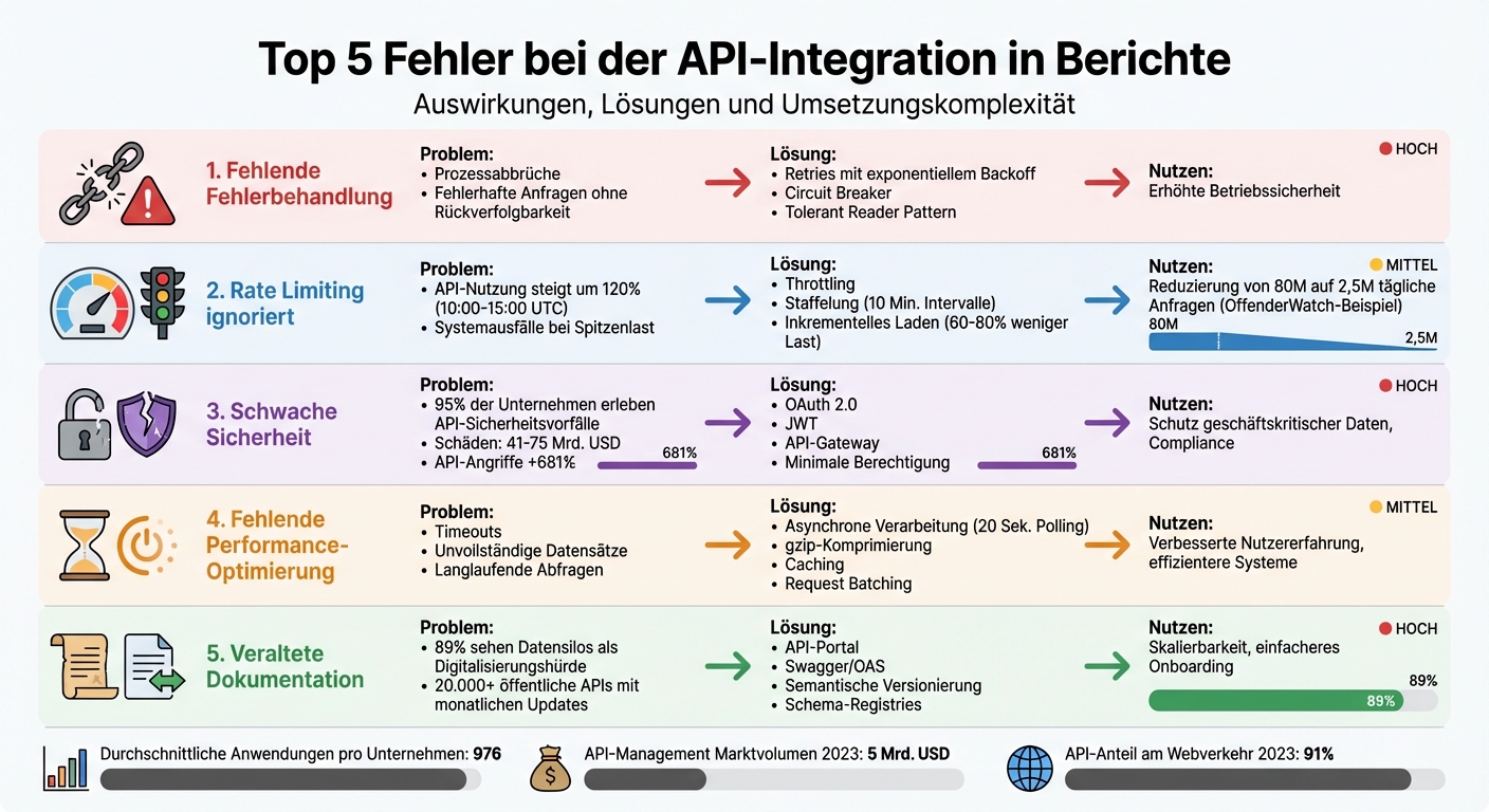 Die 5 häufigsten API-Integrationsfehler: Auswirkungen, Lösungen und Komplexität im Vergleich