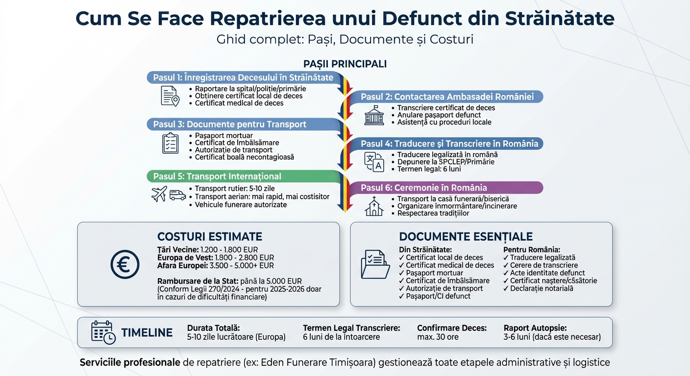 Proces repatriere defunct din străinătate: pași și documente necesare