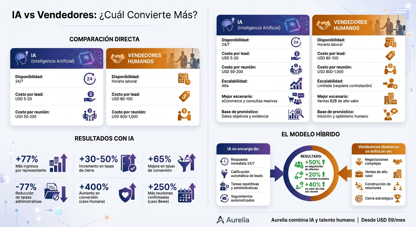 IA vs Vendedores Humanos: Comparación de Costos, Escalabilidad y Rendimiento