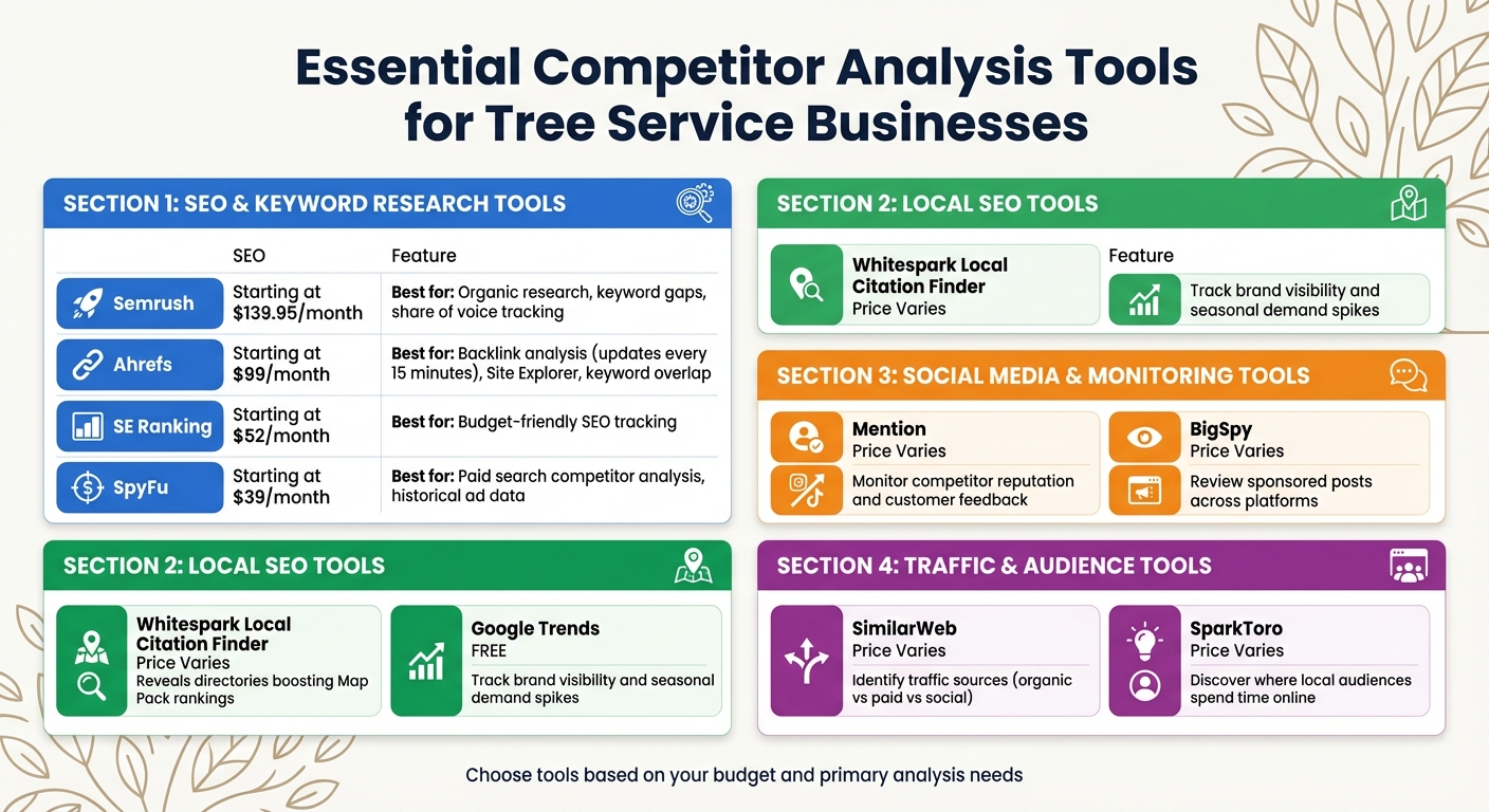 SEO and Social Media Competitor Analysis Tools Comparison for Tree Service Businesses