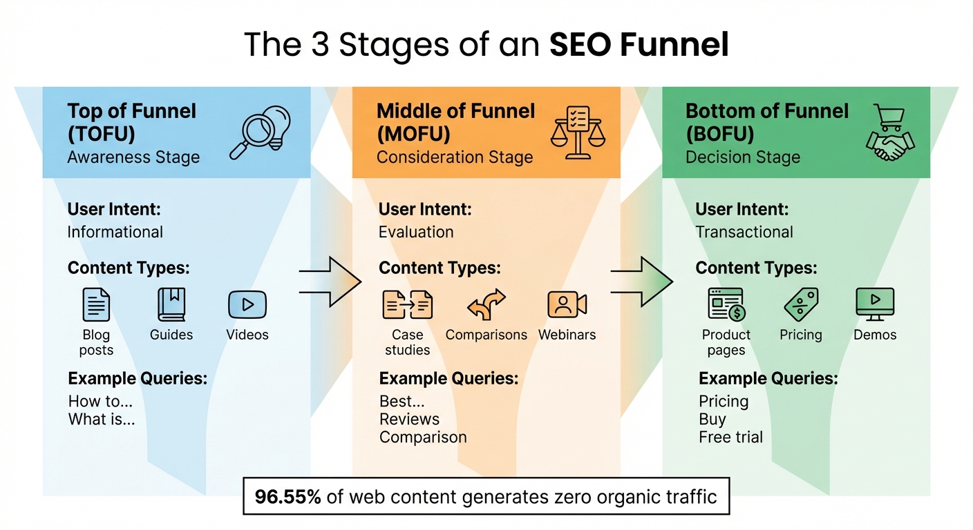 SEO Funnel Stages: Content Types and User Intent Guide