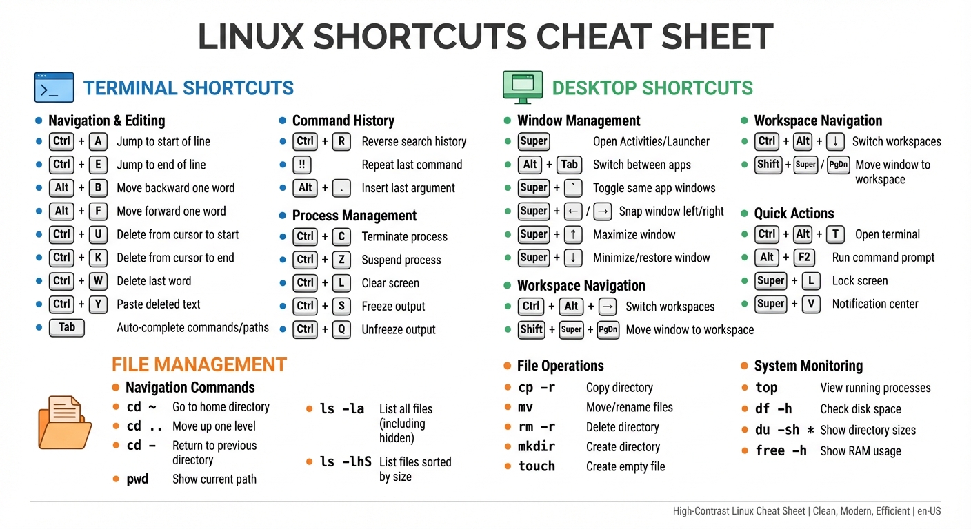 Essential Linux Keyboard Shortcuts Quick Reference Guide