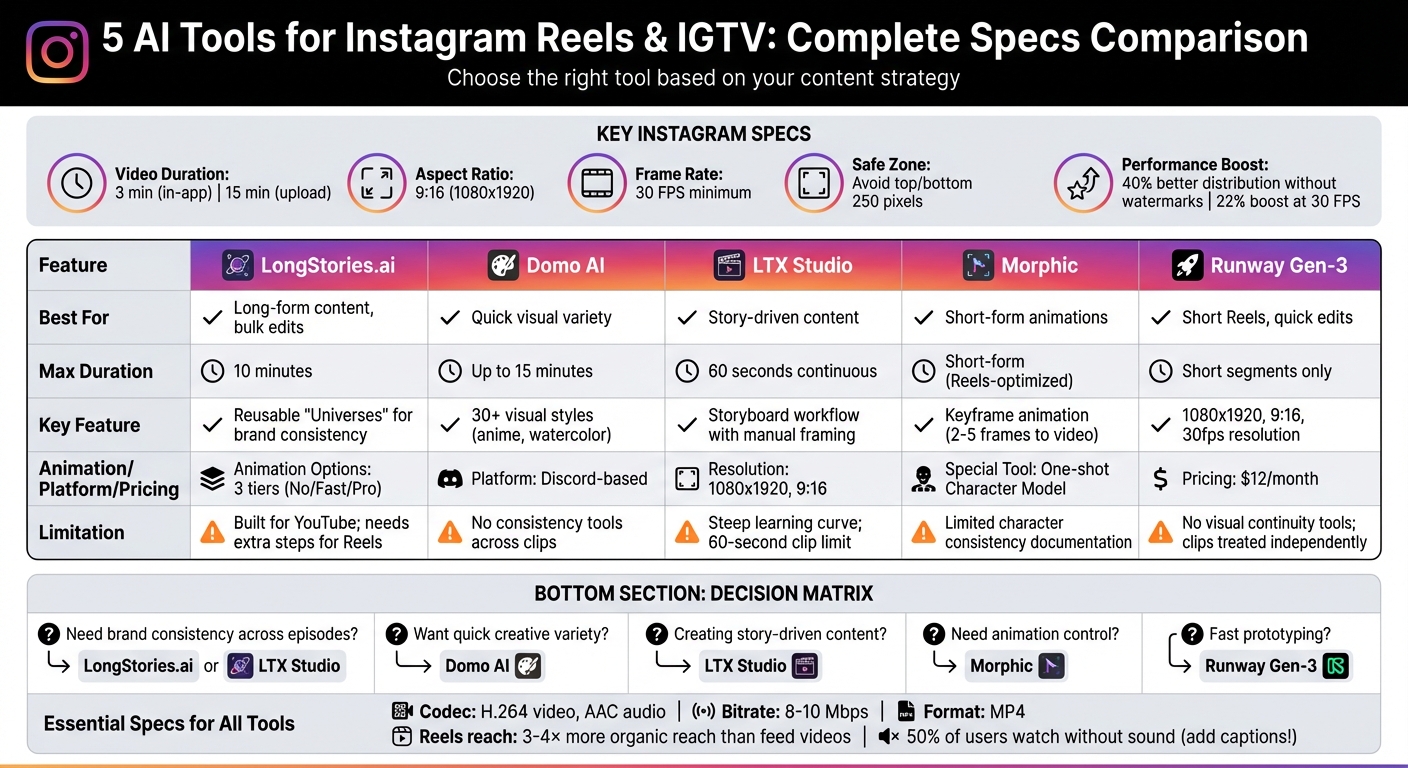 AI Video Tools Comparison for Instagram Reels and IGTV Specs