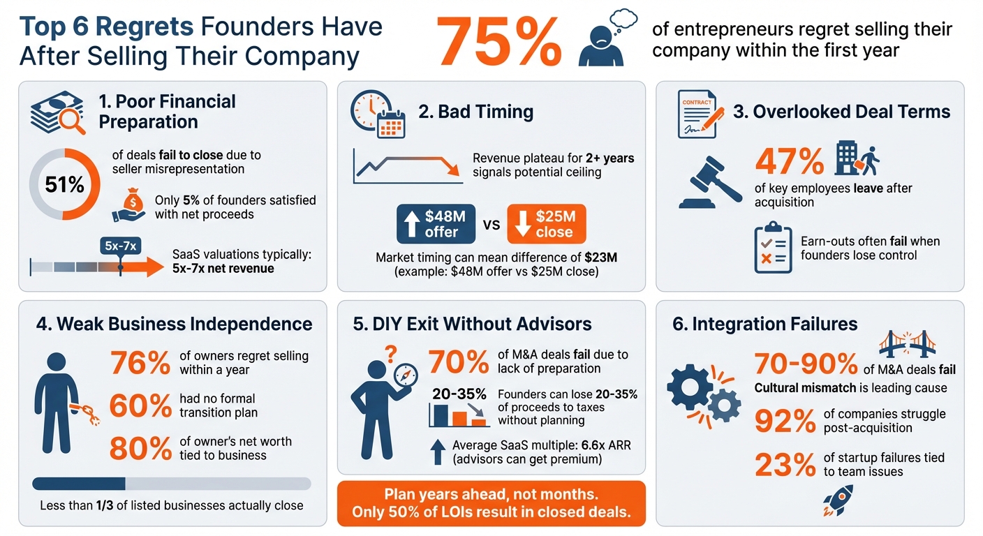 Top 6 Regrets Founders Have After Selling Their Company: Key Statistics